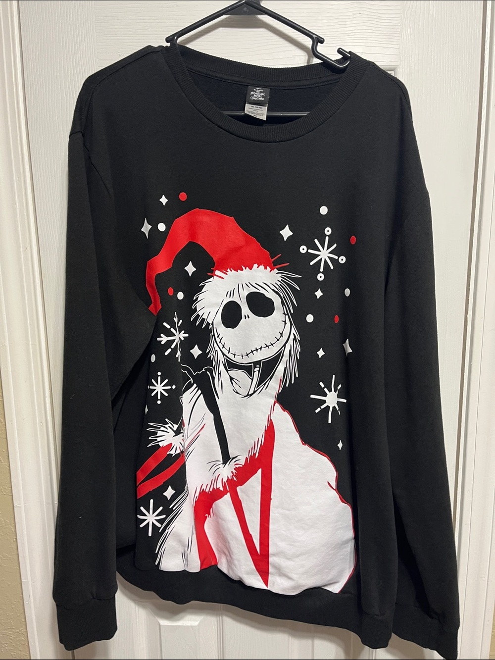 Disney Black Sweatshirt with Red & White Holiday Jack Skellington Graphic